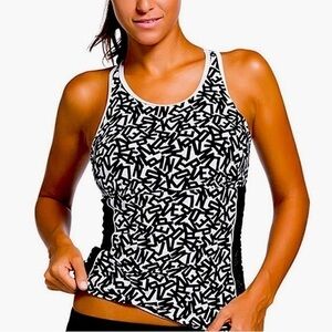Asskyus Tankini Top - S black white , polyester spandex, padded bra